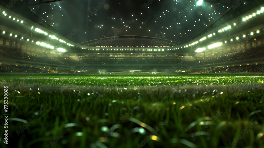 The grass on football field.
