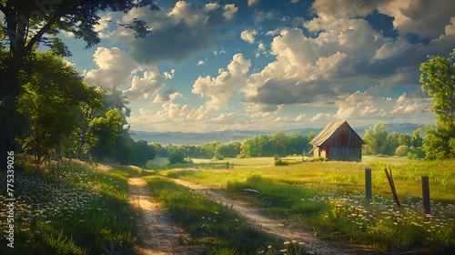 Summer landscape illustration