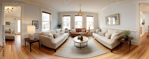 360 living room panorama interior. Modern high degree definition.