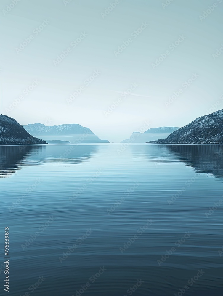 A peaceful lakeside view, mirroring a graph, inspires thoughtful financial choices against a serene blue backdrop.