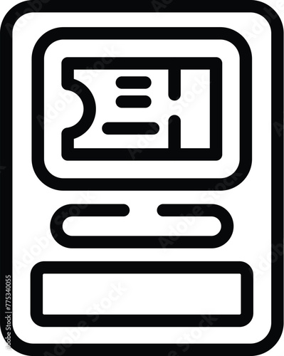 Ticket dispenser icon outline vector. Purchase travelling card machine. Tickets station terminal