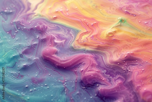 Vibrant Swirls of Color in Close-Up View of an Oil and Water Mixture