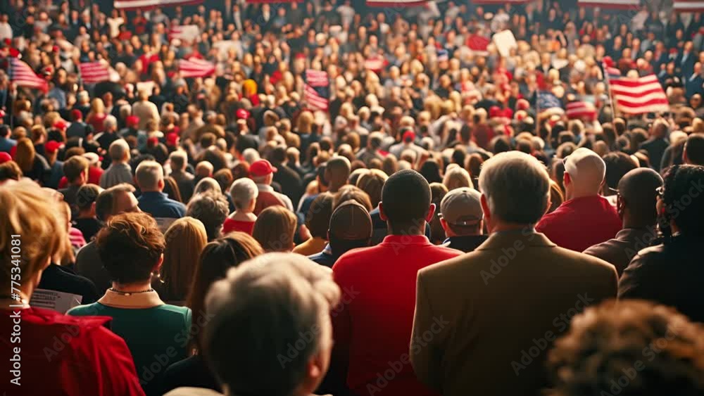 Crowds gather to watch a right wing Candidate speak at a republican campaign rally Crowds gather to watch a right wing Candidate speak at a republican campaign rally