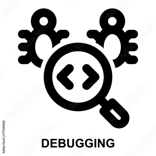 debug, debugging, searching, bug, programming, coding expanded agile outline icon for web mobile app presentation printing