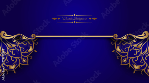 dark blue background, with gold mandala ornaments