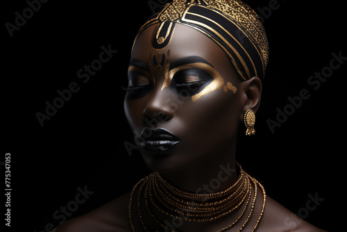 Beauty portrait of an African woman  black woman  Beautiful black woman. Cosmetics  makeup and fashion  model  beautiful black woman