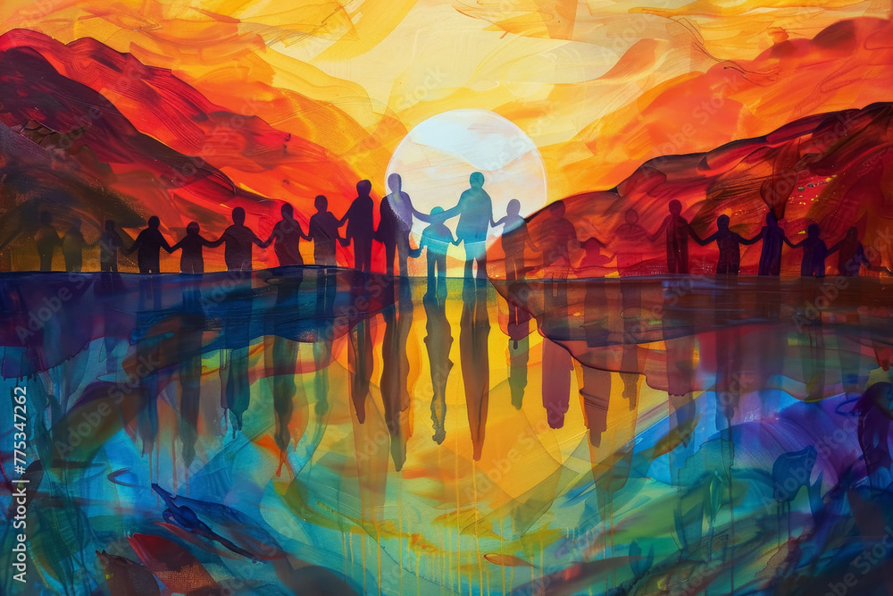 Sunrise Silhouettes Abstract Art