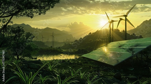 the development of renewable energy technologies, such as solar and wind power.  photo