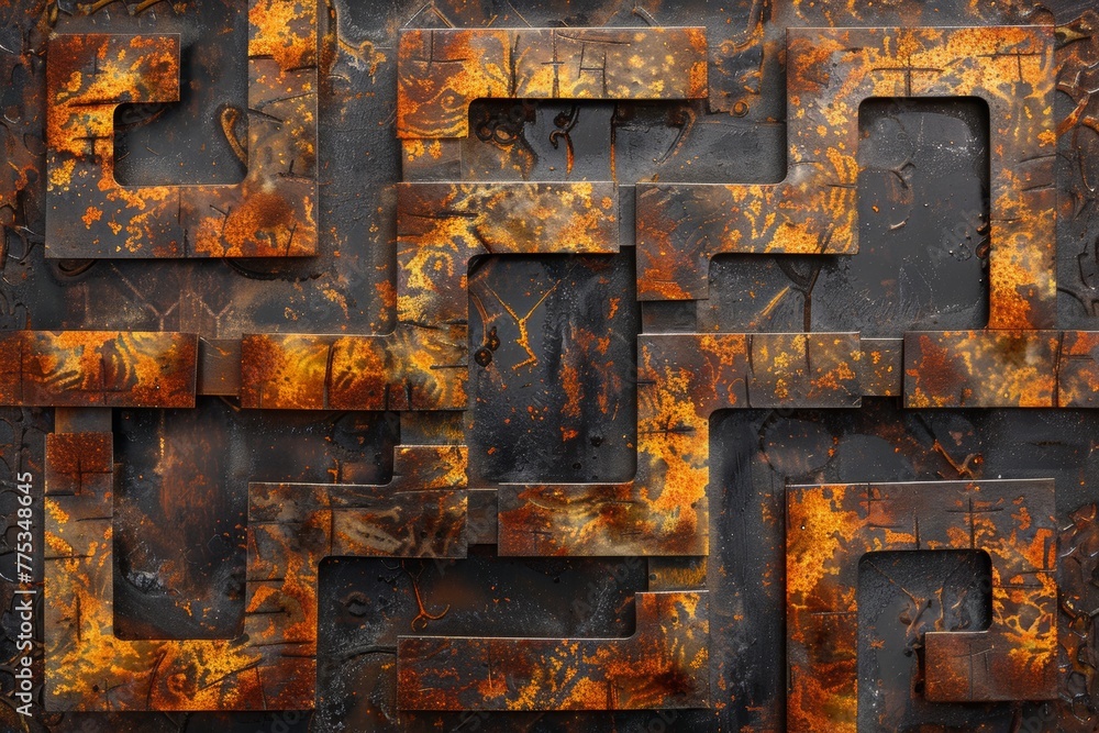 Hammered old copper Texture Labyrinth Background Hammered old copper Texture Labyrinth Background