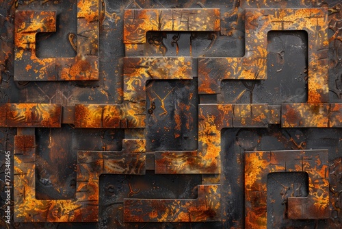 Hammered old copper Texture Labyrinth Background	