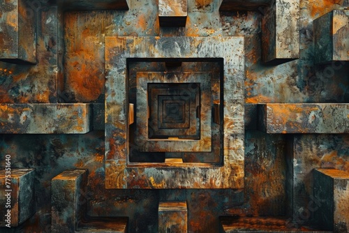 Hammered old copper Texture Labyrinth Background	