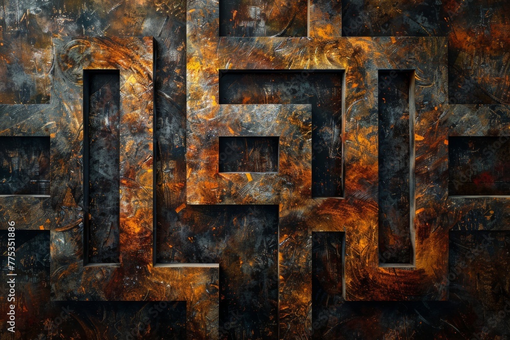 Hammered old copper Texture Labyrinth Background Hammered old copper Texture Labyrinth Background