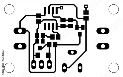 Electric background. Vector pcb pattern. 
Printed circuit board of an electronic 
device with
conductors and contact pads placed on it. 
Engineering drawing.