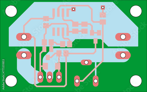 Electric background. Vector pcb pattern. 
Printed circuit board of an electronic 
device with
conductors and contact pads placed on it. 
Engineering drawing.