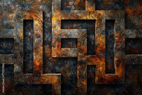 Hammered old copper Texture Labyrinth Background	