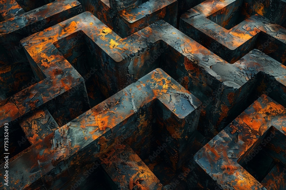 Hammered old copper Texture Labyrinth Background Hammered old copper Texture Labyrinth Background