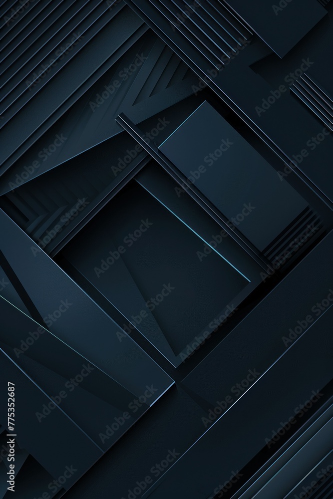 Abstract geometric dark blue background with diagonal stripes, shapes. Futuristic technology style. Minimal design. 3d effect. Abstract geometric dark blue background with diagonal stripes, shapes. Futuristic technology style. Minimal design. 3d effect.