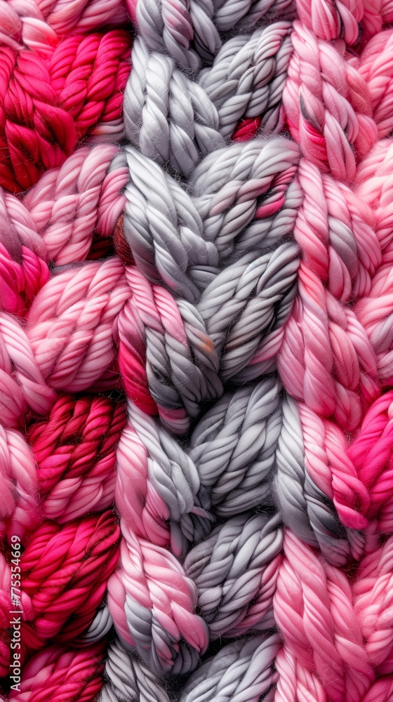 Luxurious Pink and Grey Braided Yarn Texture