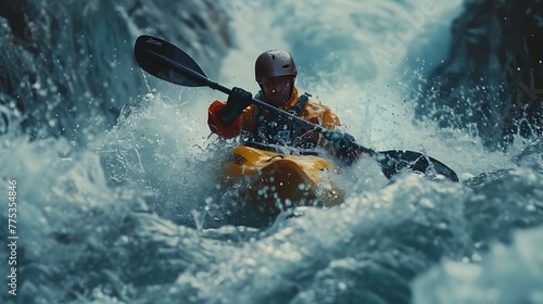 energy of whitewater kayakers navigating through turbulent rapids © Be Naturally