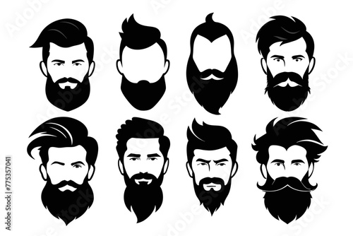 Silhouette color  image Iconic Men's Beard and Hairstyle Set Perfect for Barber Shops, Haircuts, and Men's Fashion white background 