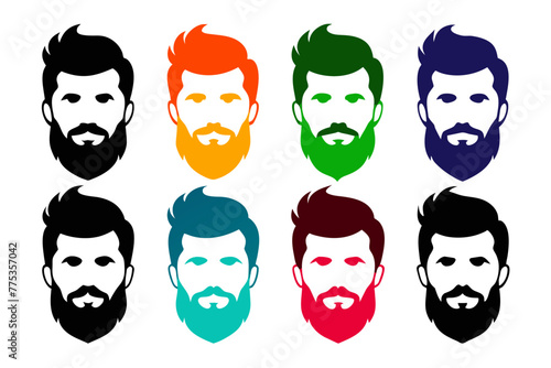 Silhouette color  image Iconic Men's Beard and Hairstyle Set Perfect for Barber Shops, Haircuts, and Men's Fashion white background 