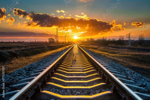 railway track in the sunset