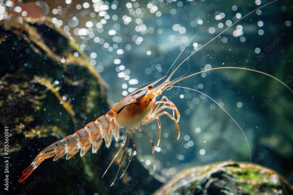 shrimp underwater in ocean background shrimp underwater in ocean background