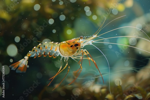 shrimp underwater in ocean background