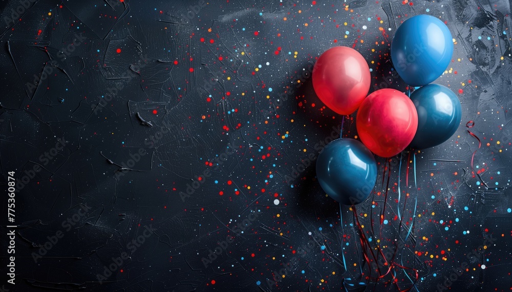 Colorful birthday balloons, copy space banner Colorful birthday balloons, copy space banner
