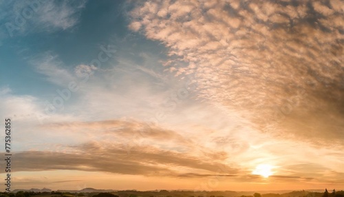 panorama of dramatic vibrant color with beautiful cloud of sunrise and sunset panoramic image