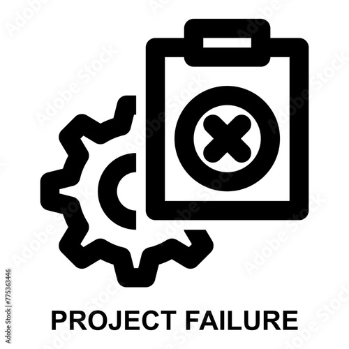 project failure, project failed, project management, cancel, failed, unsuccessful expanded agile outline icon for web mobile app presentation printing