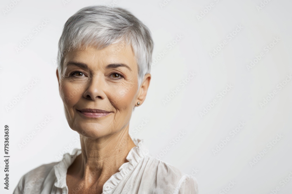 Φωτογραφία Studio portrait of senior woman with short hair Isolated on solid white backgrou