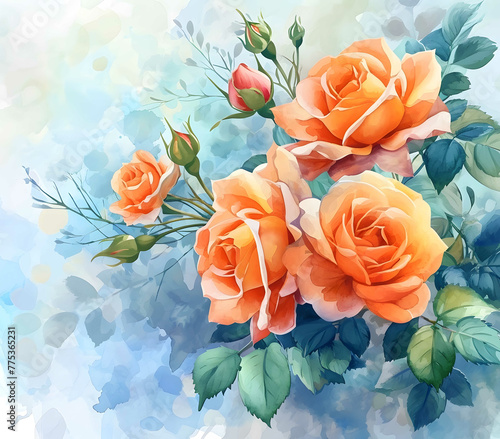 Watercolor abstract floral background design. Generative AI