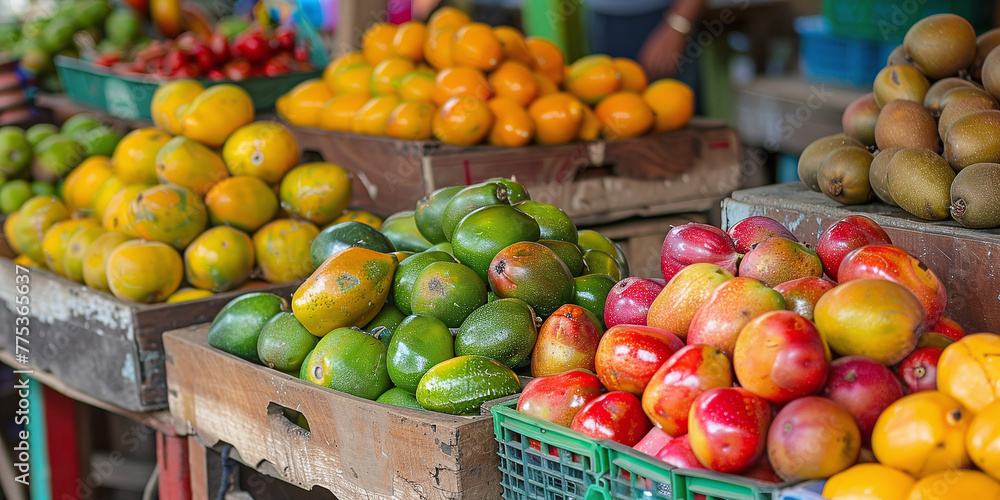 Costa Rica. Tropical fruits, 100% natural at the market