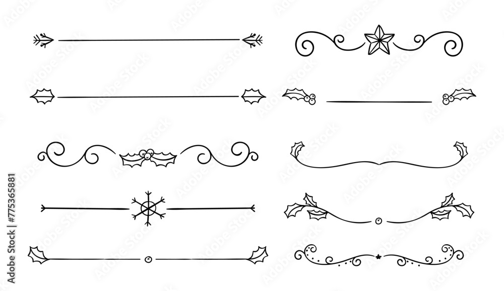 Hand drawn christmas text dividers