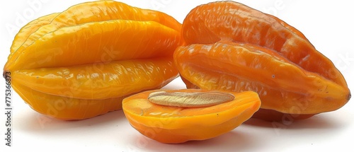   A close-up of a peeled orange fruit with a piece of fruit in front of it and an orange fruit in the background