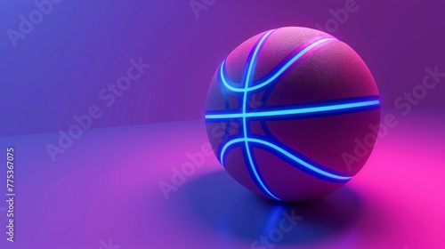 Basketball betting on purple background.Banner with basketball ball with lighting of spotlights. Sport betting poster © PapatoniC