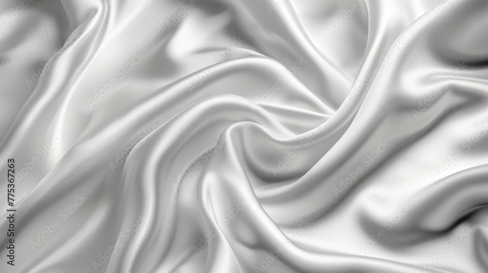 Fototapeta premium Abstract Luxurious White and Gray Satin Fabric Texture Background with Soft Waves and Patterns - Elegant Silk Cloth Background for Design and Decor
