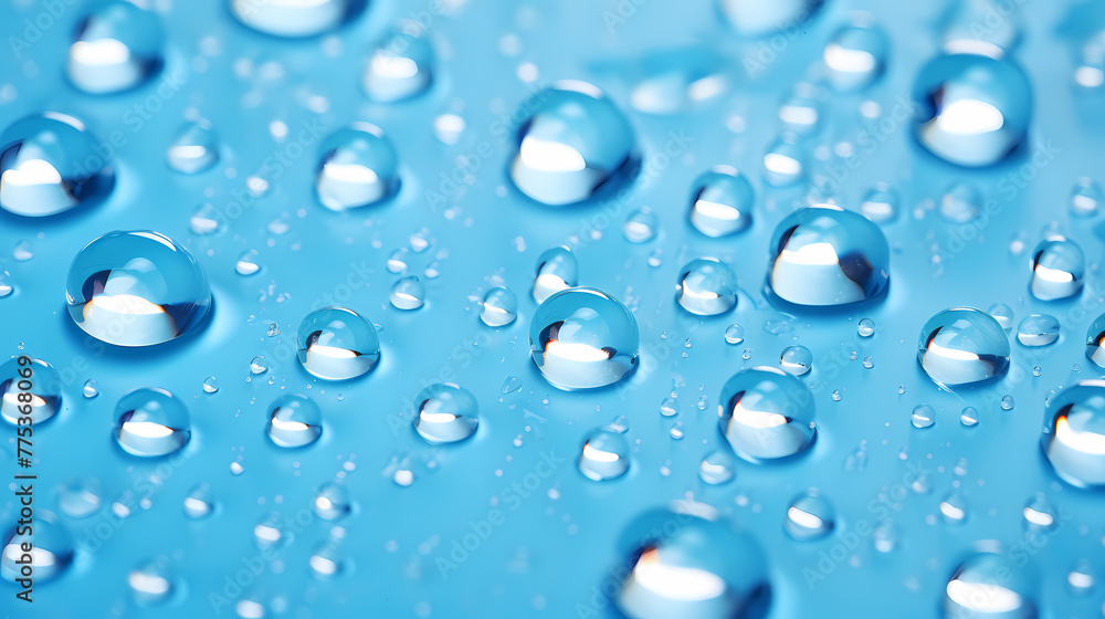 water droplets on blue background