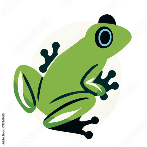 Amazonian frog vector, vectorized image of frog for graphic design and logos for stikers, with details of branches, vectorized frog to design sports t-shirts