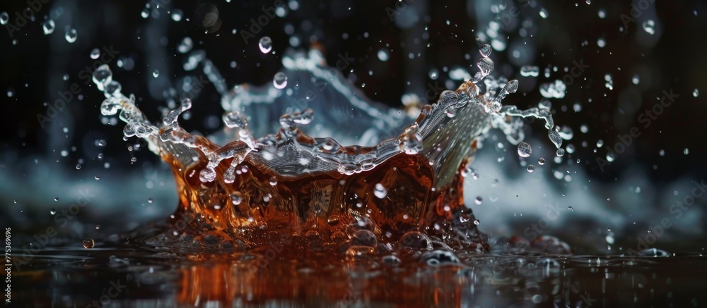 A splash of water on a glass surface A splash of water on a glass surface