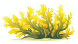 Yellow seaweed plant sealife icon flat cartoon vact