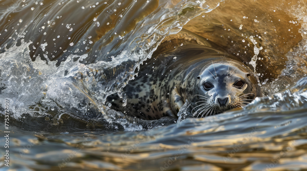 Obraz premium Seal swimming in the sea