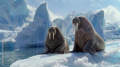 Two walruses on the iceberg © DB Media