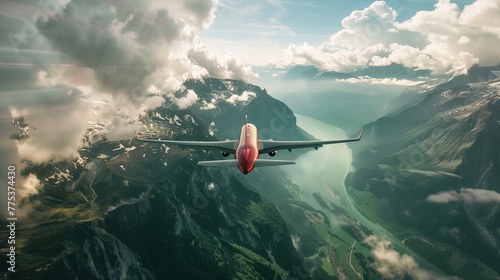 A plane flying over the mountains. travel and travel photo