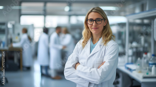 female chemistry student standing in an office lab