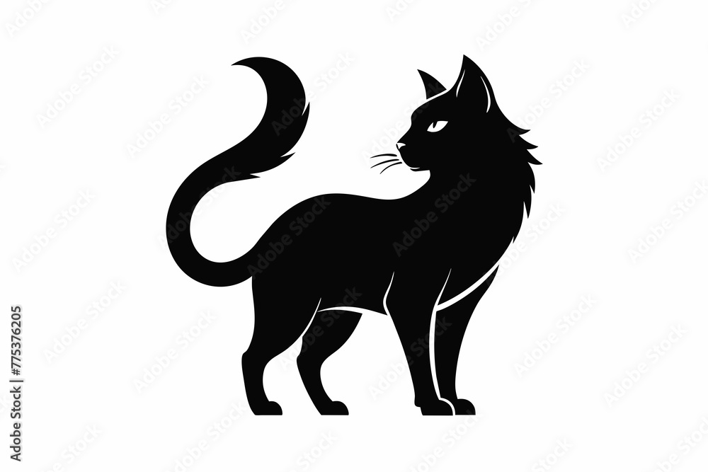 black cat logo silhouette black vector illustration