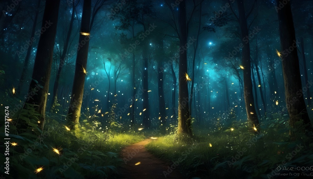 Enchanting-Starlit-Forest-With-Fireflies-Illumina-