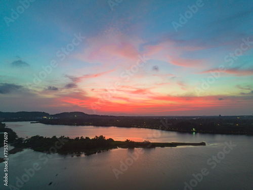 Sunset glow on the coast of Yudai Beach, Boao, Qionghai, Hainan, China photo