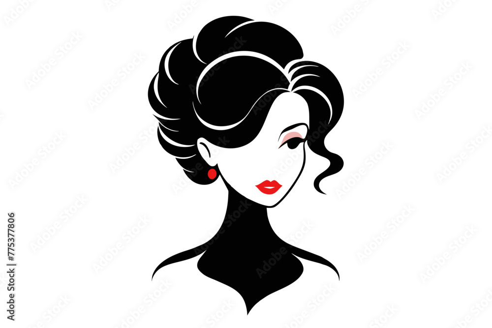 silhouette 'Glamorous Women's Hairstyle Creation' white background silhouette 'Glamorous Women's Hairstyle Creation' white background